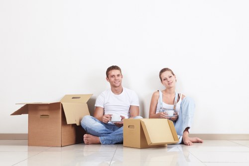 Cardboard boxes and household items prepared for removals in Haringey