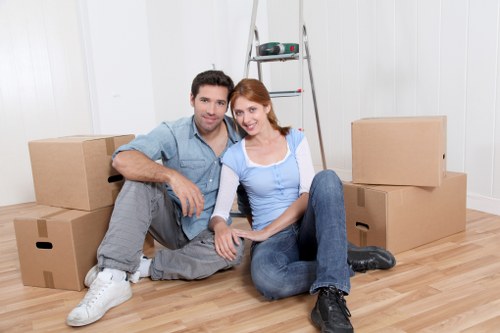 Labelled boxes and shelves for household storage