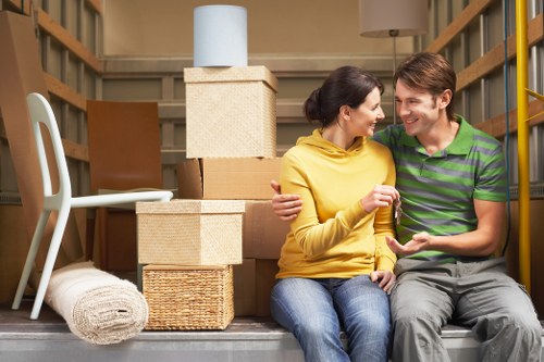 Packed boxes and furniture ready for a flat move in Haringey